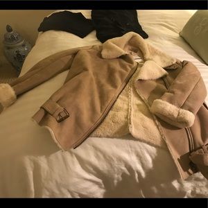 Suede and Shearling Bomber Jacket